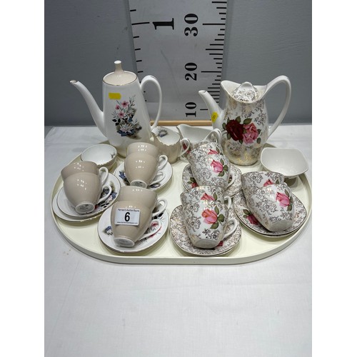 6 - 2 vintage coffee sets Adderley + Midwinter