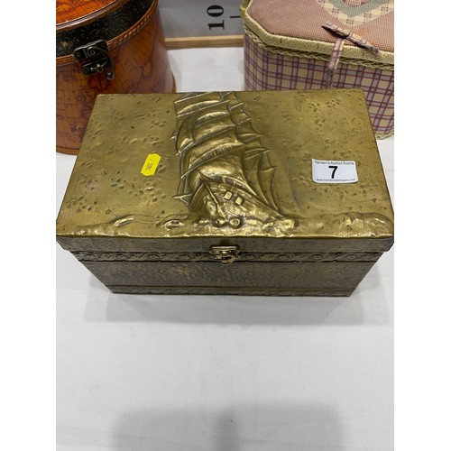 7 - Brass box, sewing box, hat box