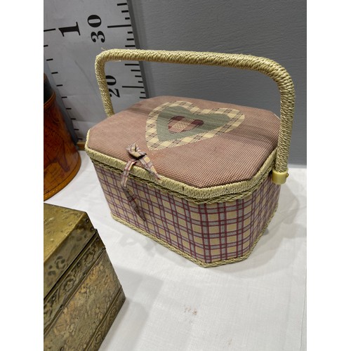 7 - Brass box, sewing box, hat box