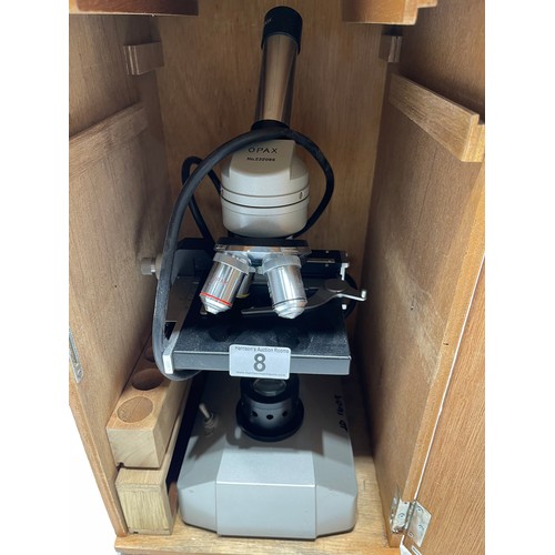 8 - Opax microscope in original wooden box