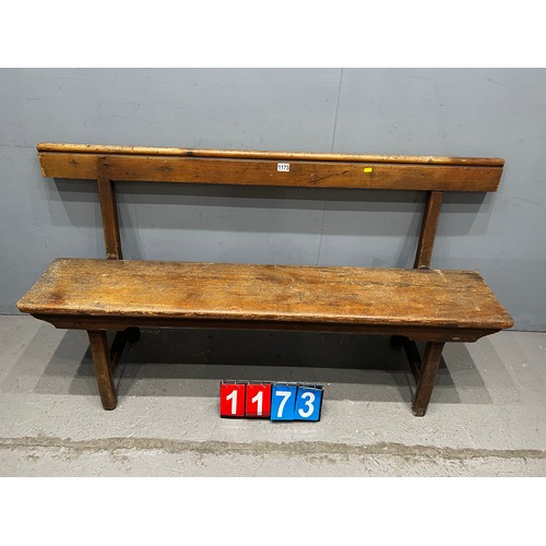 1173 - Antique oak church pew