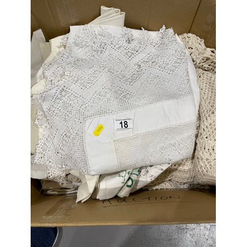 18 - Large box linen + lace from Cooplands family estate