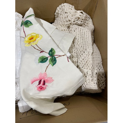 18 - Large box linen + lace from Cooplands family estate