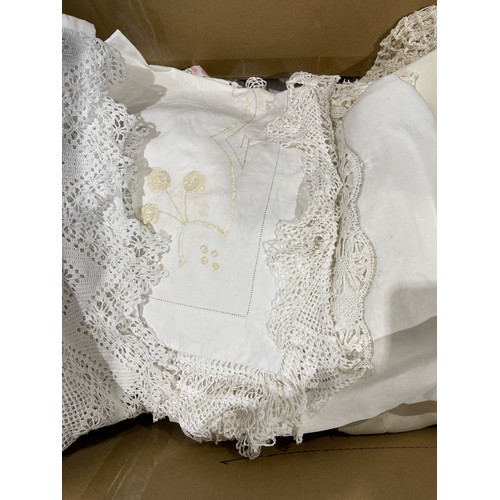 18 - Large box linen + lace from Cooplands family estate