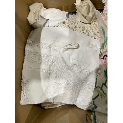 18 - Large box linen + lace from Cooplands family estate