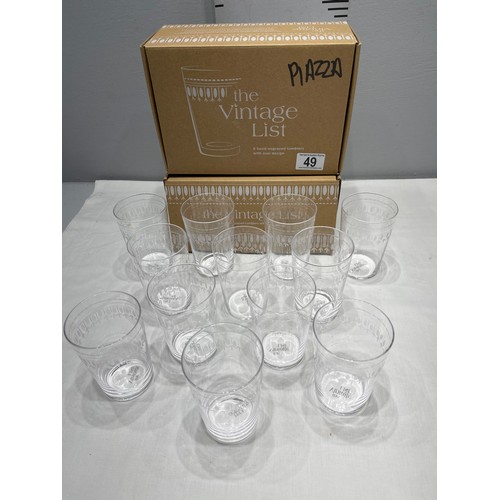 49 - 12 hand engraved tumblers boxed