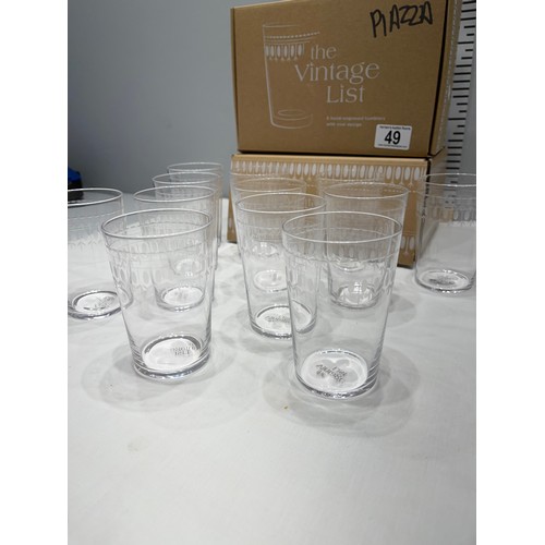 49 - 12 hand engraved tumblers boxed