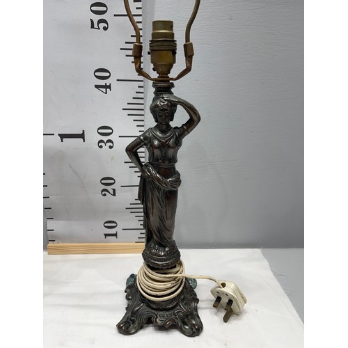 54 - Edwardian oil lamp, bronze lamp/figure, ballroom trophy