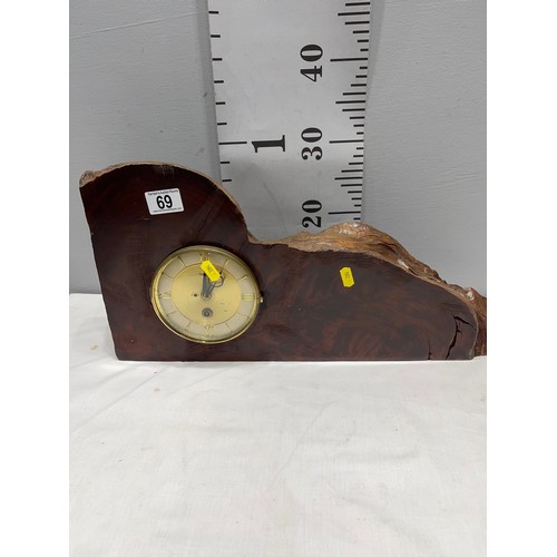 69 - Vintage clock in solid wood frame