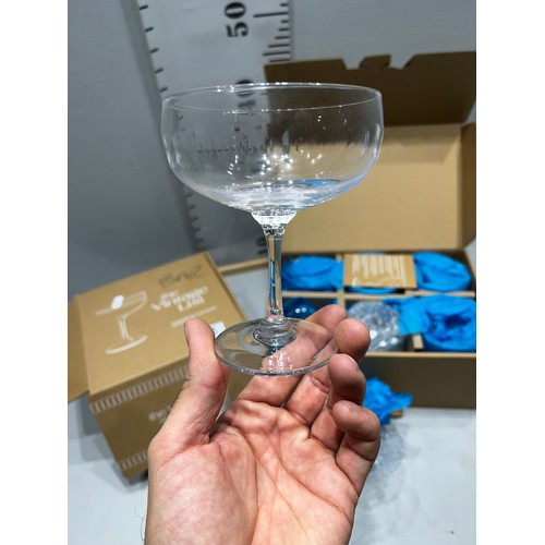 95 - 10 hand engraved cocktail + champagne glasses boxed