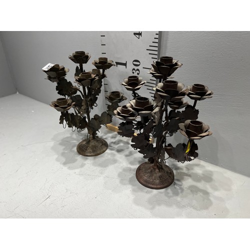 101 - Pair rose candelabras