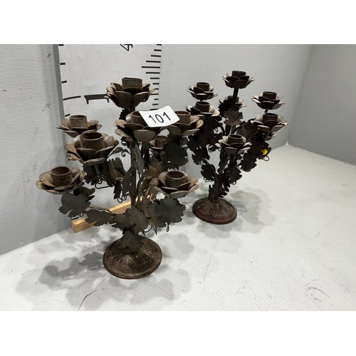 101 - Pair rose candelabras