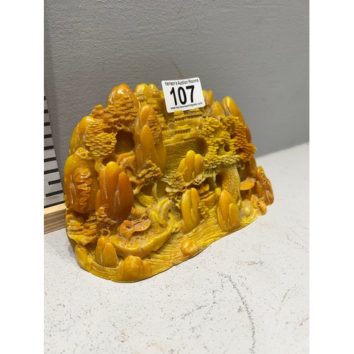 107 - Carved Chinese hardstone boulder