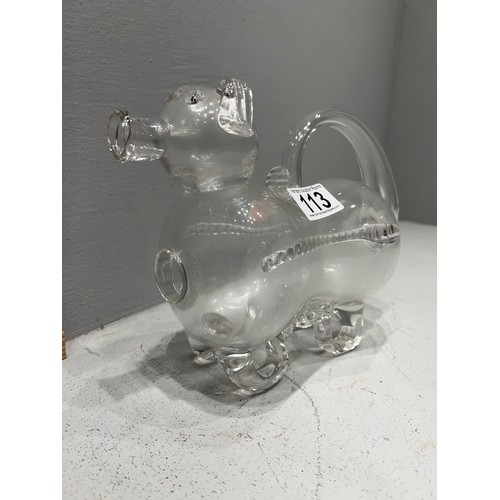 113 - Glass dog decanter