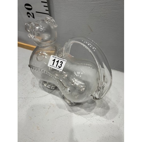 113 - Glass dog decanter