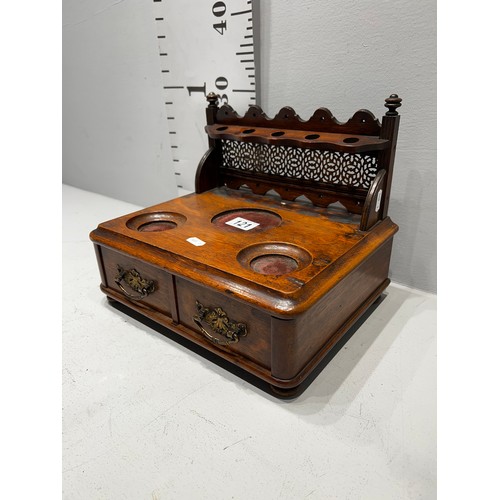 121 - Antique victorian oak desk pipe rack. c1910