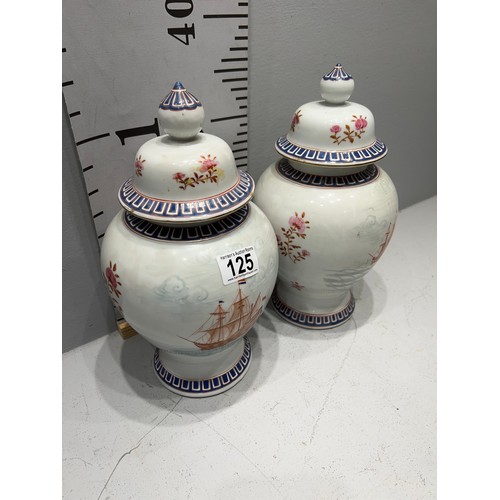 125 - Pair Chinese export vases. 1 a/f