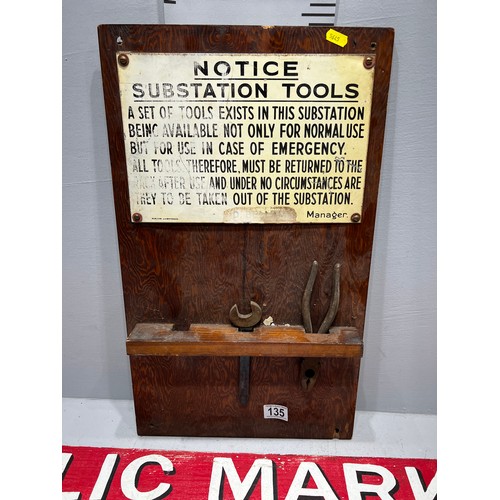 135 - Public market entrance sign + wooden notice substation tool sign