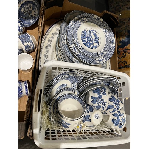 136 - 2 boxes Blue/White pottery