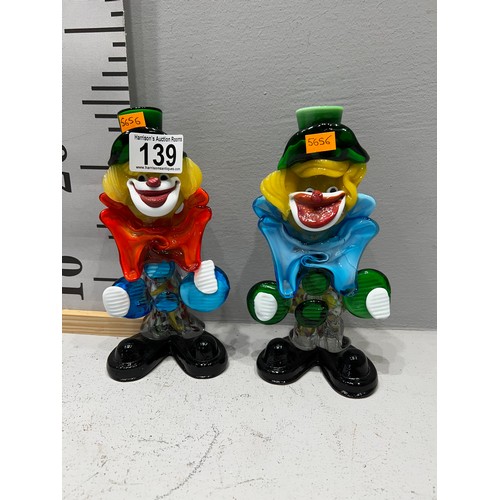 139 - Pair Murano glass clowns