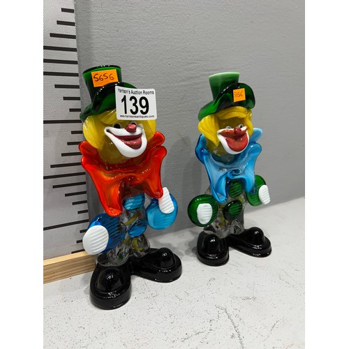 139 - Pair Murano glass clowns