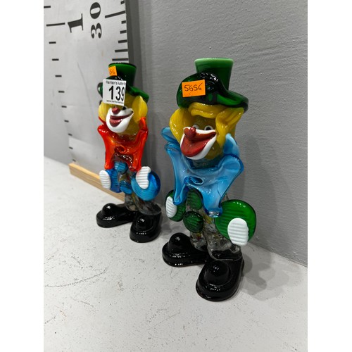 139 - Pair Murano glass clowns