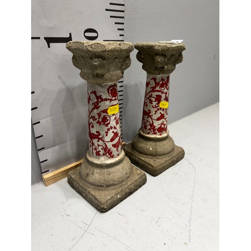 145 - Pair unusual stone candlesticks