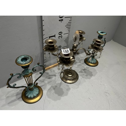 150 - Pair candlesticks + candelabra