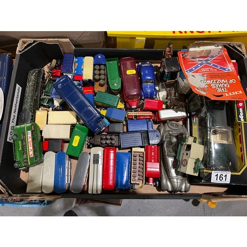 161 - Box of Matchbox / Corgi cars, trucks + buses etc