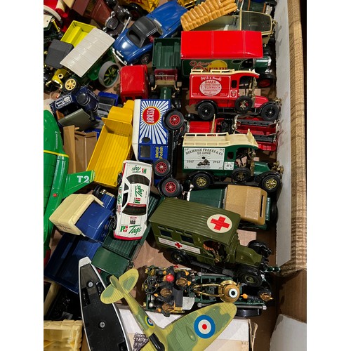 168 - Box of assorted Matchbox / Corgi toy cars, trucks, planes etc