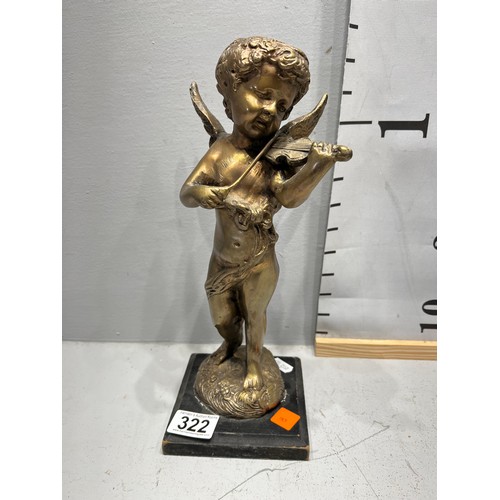 322 - Bronze figure 'Cherub + Violin'