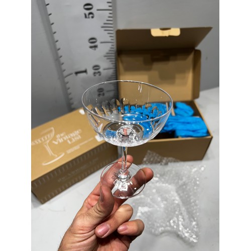 332 - 12 'The vintage list' hand engraved glasses boxed