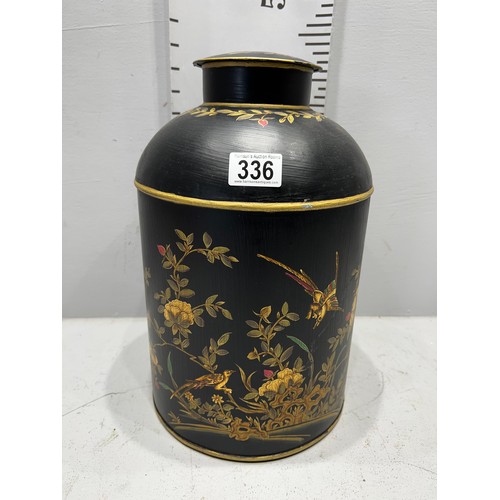 336 - Chinese toleware lidded tea jar