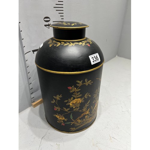 336 - Chinese toleware lidded tea jar