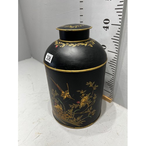 336 - Chinese toleware lidded tea jar