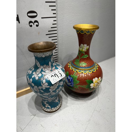 205 - 2 20thC Cloisonne vases