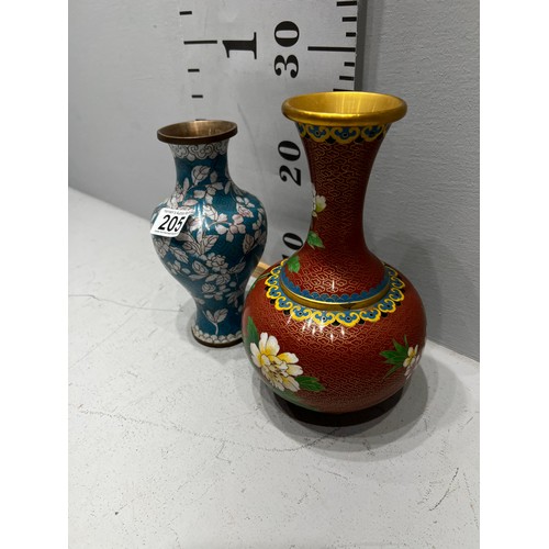 205 - 2 20thC Cloisonne vases