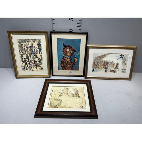 208 - 4 Louis Wain prints