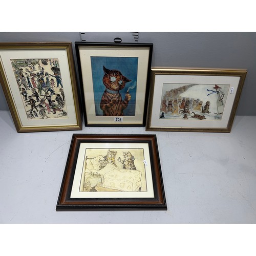 208 - 4 Louis Wain prints