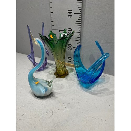 214 - 4 Murano mid century glass free form glassware