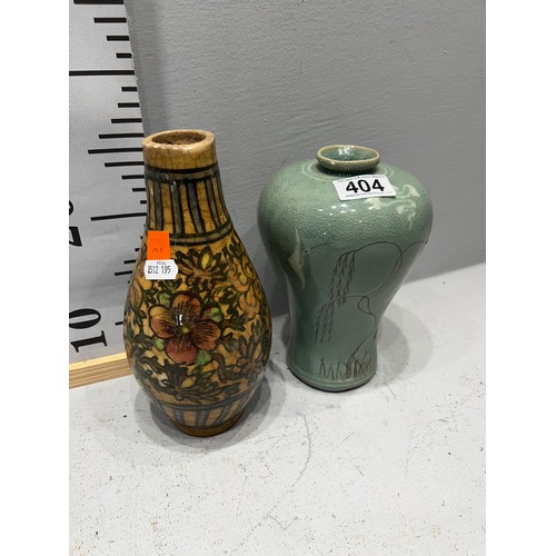 404 - Persian pottery vase + Korean porcelain vase