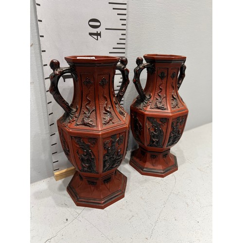 416 - Pair of good Terracotta vases unusual design