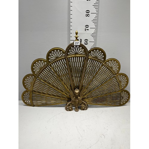 237 - Heavy brass horse + cart + quality brass fan fire screen