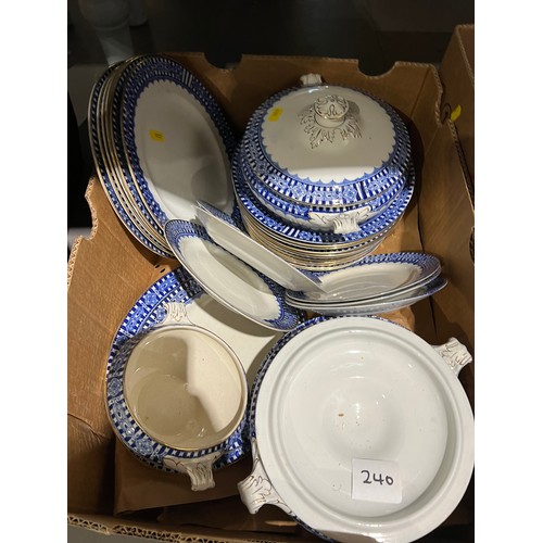 240 - 3 boxes pottery Copeland, Spode, Palissy etc