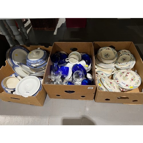 240 - 3 boxes pottery Copeland, Spode, Palissy etc