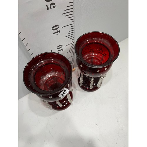 242 - 2 Victorian Cranberry glass Lustres