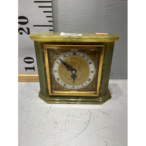 250 - Elliot Onyx clock. Prestons Ltd