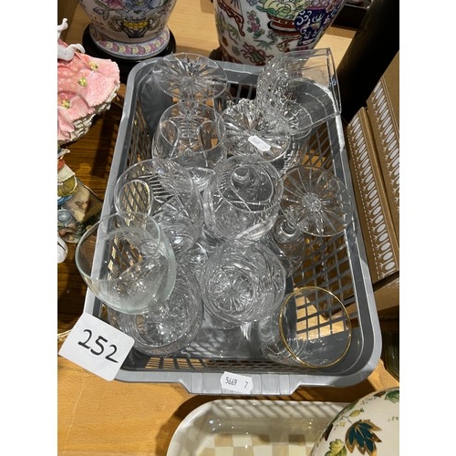 252 - Tray collectables, Royal Albert, Nao + basket glass