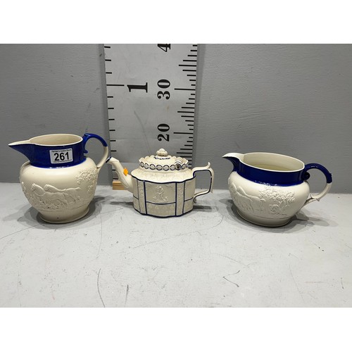 261 - 3 pieces 1840's Castleford pottery.