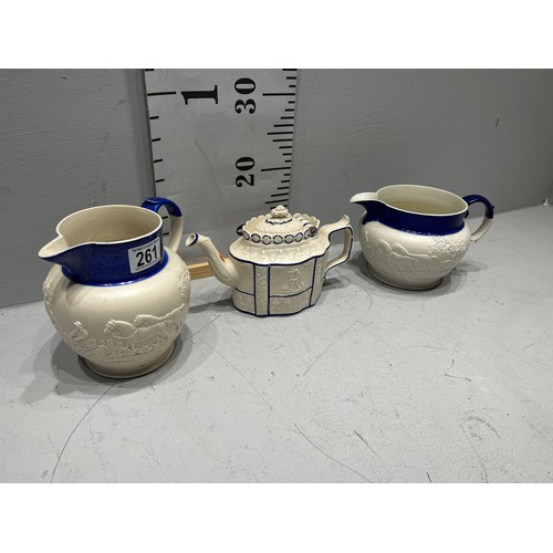 261 - 3 pieces 1840's Castleford pottery.